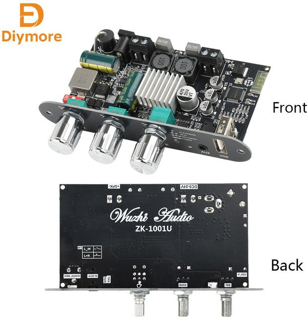 ZK-1001U Bluetooth Verstärker Modul mit TPA3116D2 Chip, 100W Mono, DC 9-24V, Schwarz - Bild 1