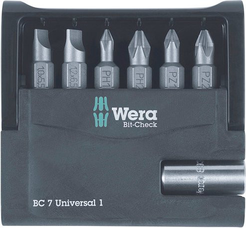 Wera Mini-Check 7-teiliges Bit-Set in Silber mit Schlitz, Phillips und Pozidriv Bits - Bild 2