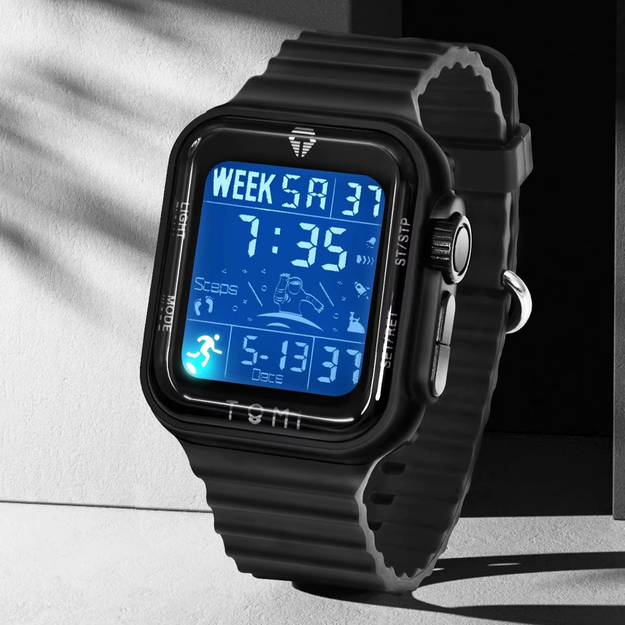 TOMI Smartwatch Herren, 1,86 Zoll AMOLED, Schwarz, Silikon - Bild 3