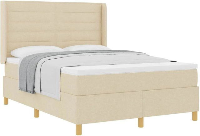 vidaXL Boxspringbett mit Matratze in Beige aus Stoff mit Taschenfederkern B/T: 140 x 200 cm - Bild 1