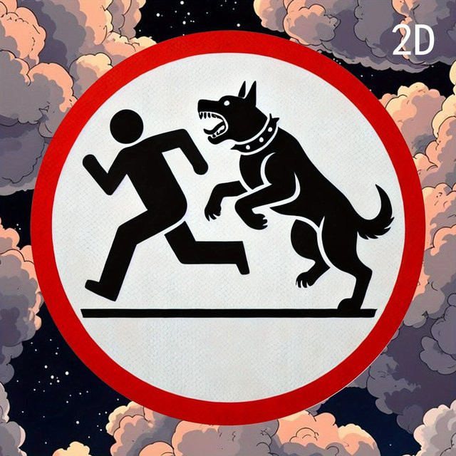 Potdemiel Rundes Aluminium-Warnschild für große Hunde mit laufender Figur, Metalldekor in Rot, Durchmesser: 19,81 cm - Bild 1
