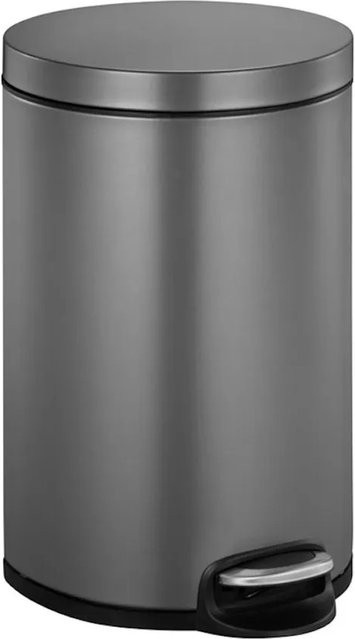 PROREGAL Treteimer mit leisem Deckel und Kunststoffinneneimer, 12 Liter, Anthrazit, H: 40 cm, B: 24,8 cm, T: 32,5 cm - Bild 1