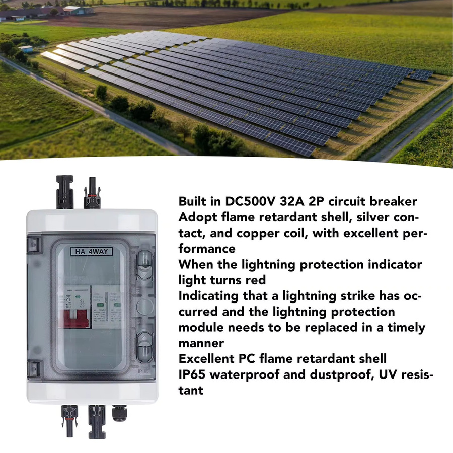 KKMOON PV Combiner Box IP65 Wasserdicht in Weiß mit DC500V 32A Leistungsschalter und Überspannungsschutz - Bild 4