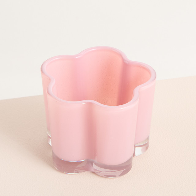 Glas Kerzenhalter BLUME2000 in Rosa mit Blumendesign - Bild 1