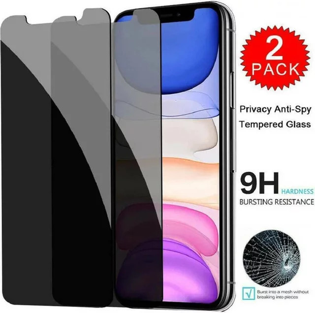 2er-Set OLPAY Anti-Spy Displayschutzfolie aus gehärtetem Glas für iPhone 17 Air 16 15 14 13 12 11 Pro Max Plus Mini, transparent - Bild 1