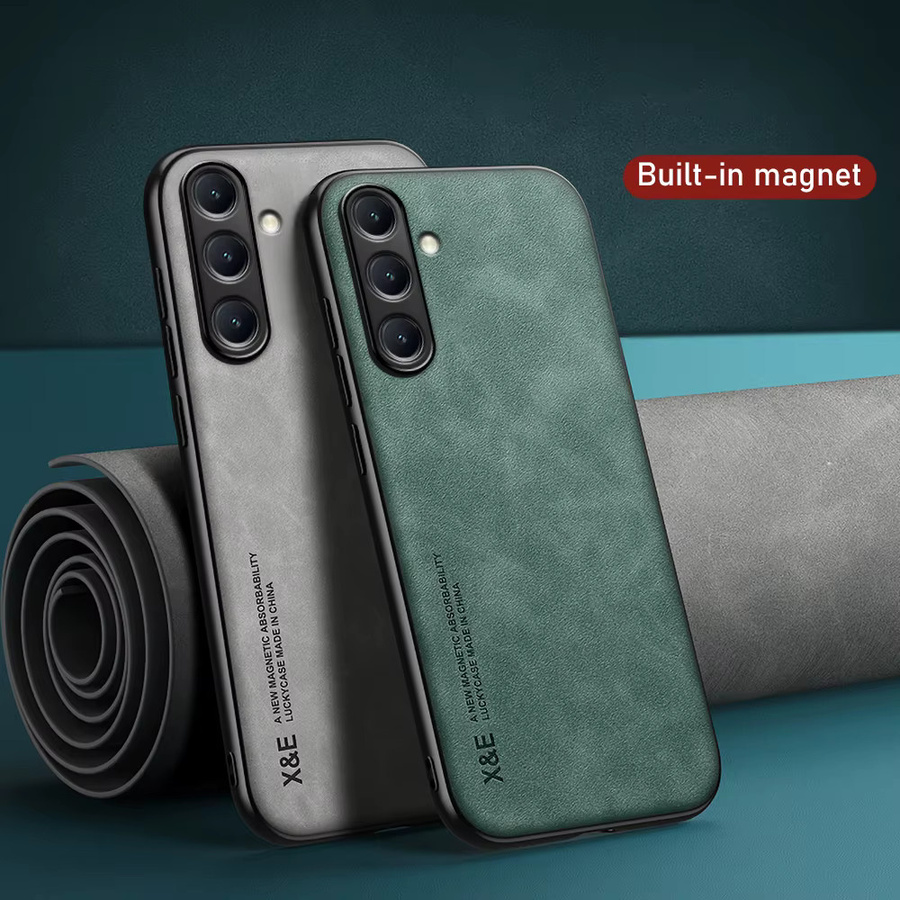 Stoßfeste Luxus Leder Handyhülle für Samsung Galaxy A-Serie in Grau - Bild 2