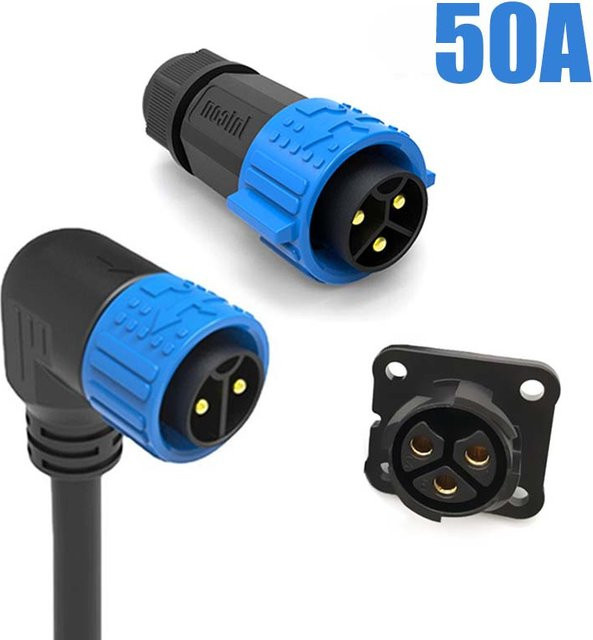 DIVEDEER Wasserdichter Luftfahrtstecker IP67 50A M25 Selbstsichernd 2Pin oder 3Pin Stecker Set Männlich und Weiblich - Bild 1