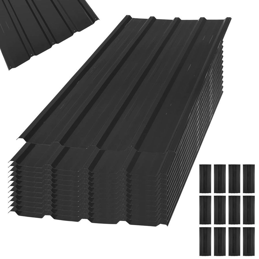 12 Stück gewellte Metall-Dachplatten aus Stahl für Garagen und Schuppen, Farbe: Silber oder Schwarz, B/T/H: 110 x 45 x 110 cm - Bild 2