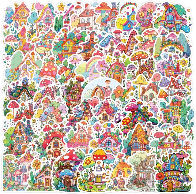 50 Stück bunte Märchenserie Aufkleber handgezeichnet für Schreibwaren und Notebooks in Multicolour - Bild 1