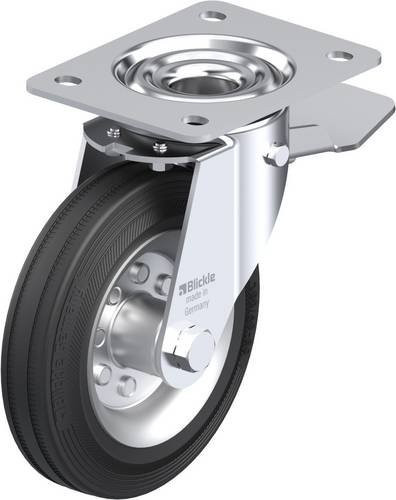 Blickle Lenkrolle LE-VE 160R-ST mit Feststeller, verzinkter Stahl, Rad-Durchmesser: 16 cm, Tragfähigkeit: 135 kg - Bild 1