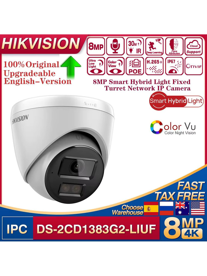 Hikvision ColorVu Smart Hybrid Light IP-Kamera DS-2CD1383G2-LIUF 8MP Netzwerkkamera in Weiß mit integriertem Mikrofon - Bild 6