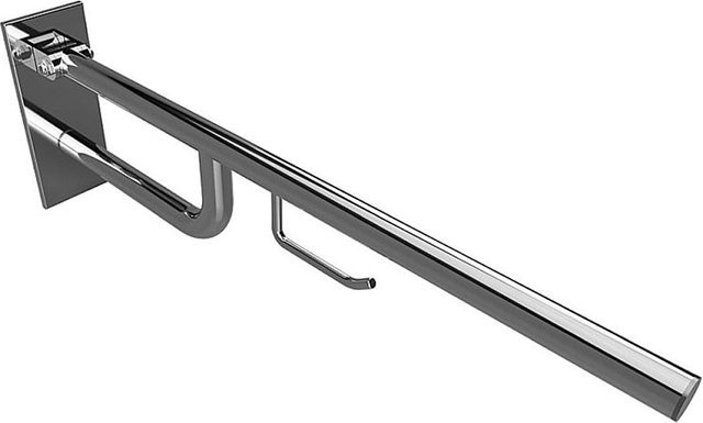 Brillantbad BELP Stützklappgriff mit Toilettenpapierhalter aus Edelstahl poliert in Silber, B/T/H: 10 x 25 x 76 cm, Traglast 120 kg - Bild 1