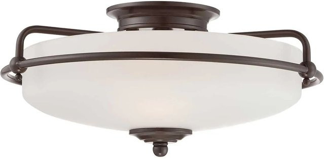 Licht-Erlebnisse Deckenleuchte im Art Nouveau Stil aus Metall und Glas, Rund, Durchmesser: 42,2 cm, Farbe: Bronze Antik und Weiß - Bild 1