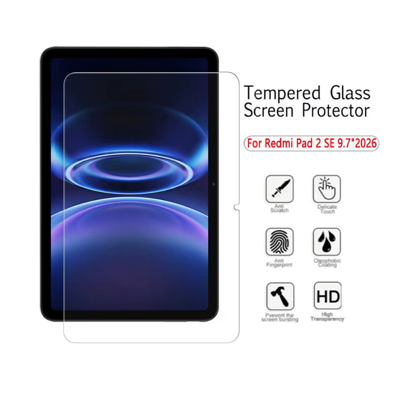 2 Stück Displayschutzfolien aus gehärtetem Glas für Xiaomi Redmi Pad SE 2026, 9,7 Zoll, HD, transparent, Anti-Kratz - Bild 2