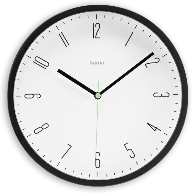 Hama Wanduhr Capri analog Quarz modern rund Schwarz Ø 25 cm - Bild 1