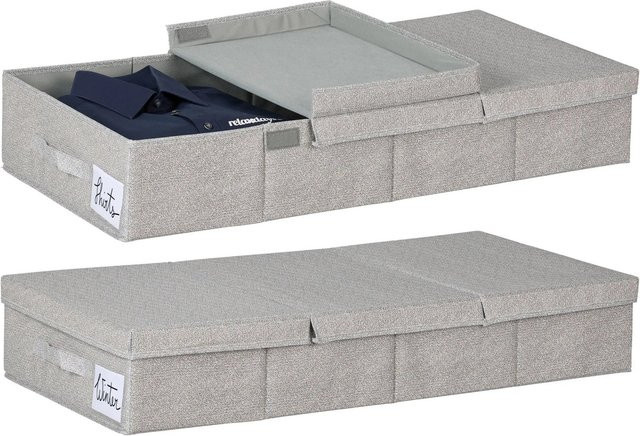 Relaxdays Unterbettkommode aus Vlies in Grau, 2er Set, faltbar mit Klettverschluss, H: 15 cm, B: 80 cm, T: 40 cm - Bild 1