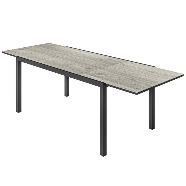 Outsunny Ausziehbarer Gartentisch für 6-8 Personen aus Aluminium in Grau mit Holzoptik, B/T: 160 bis 240 x 90 cm - Bild 1