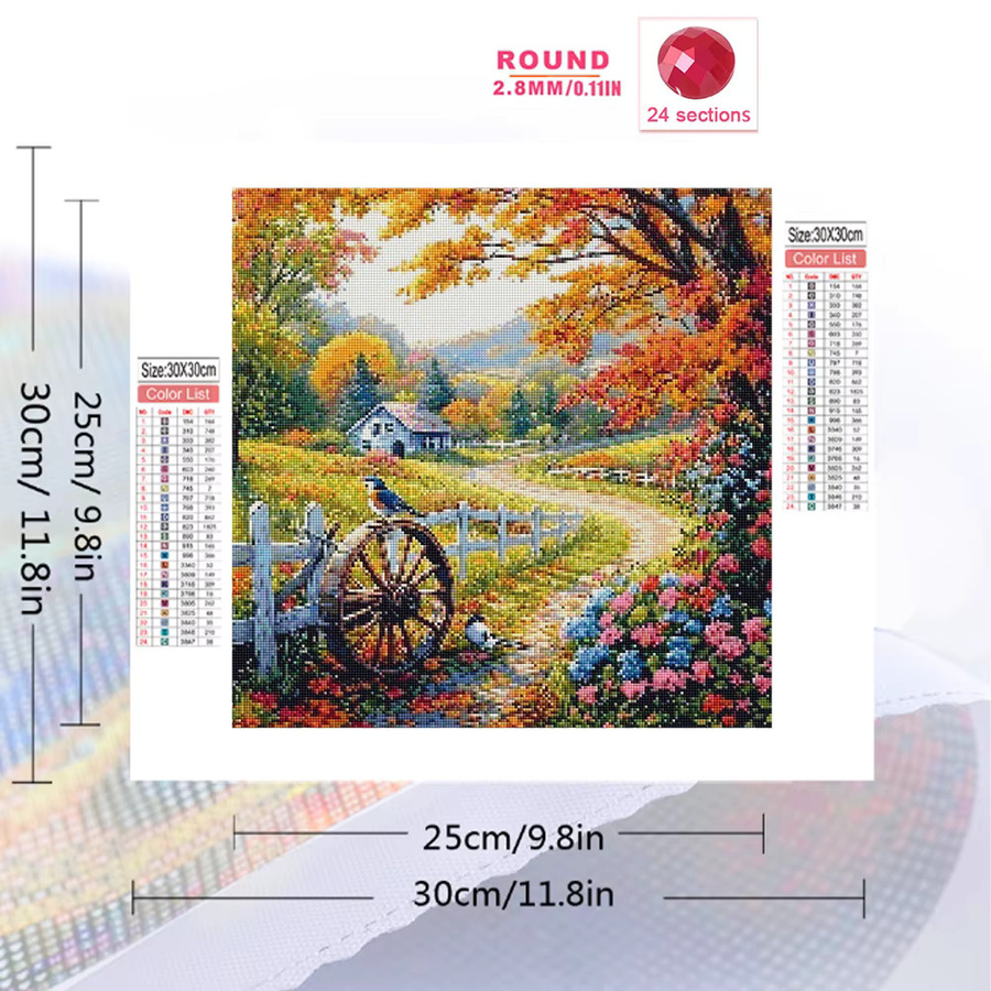 Momoart Diamant-Mosaik DIY Straßenlandschaft Country House in Multicolour mit runden Diamanten - Bild 2