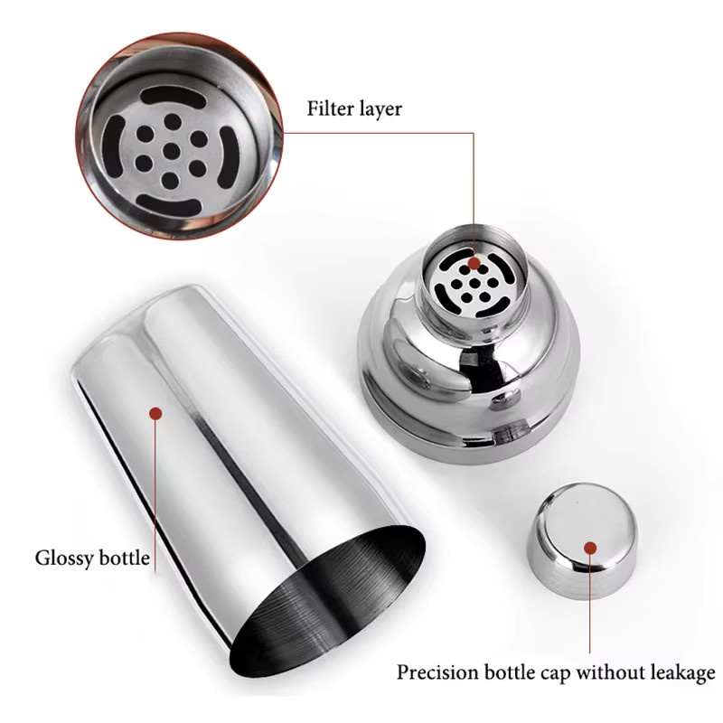 AfreNee Edelstahl Cocktail Shaker Set in Silber mit Aufbewahrungstasche und Barkeeper Tools - Bild 2