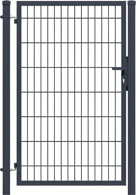 GEWA Gartentor Economy einflügeliges Doppelstabmattentor aus verzinktem Stahl in Anthrazit RAL7016 inklusive Pfosten und Zubehör, Breite: 100 cm, Höhe: 120 cm - Bild 1