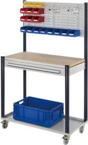 Kappes Mobile Arbeitsstation mit Schlitzplatte und 1 Schublade, Farbe: Grau/Mehrfarbig, Breite: 100 cm - Bild 1
