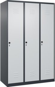 C+P Spind Classic PLUS Garderobenschrank mit 3 Abteilen, Farbe Anthrazitgrau/Lichtgrau, H x B x T: 185 x 120 x 50 cm - Bild 1