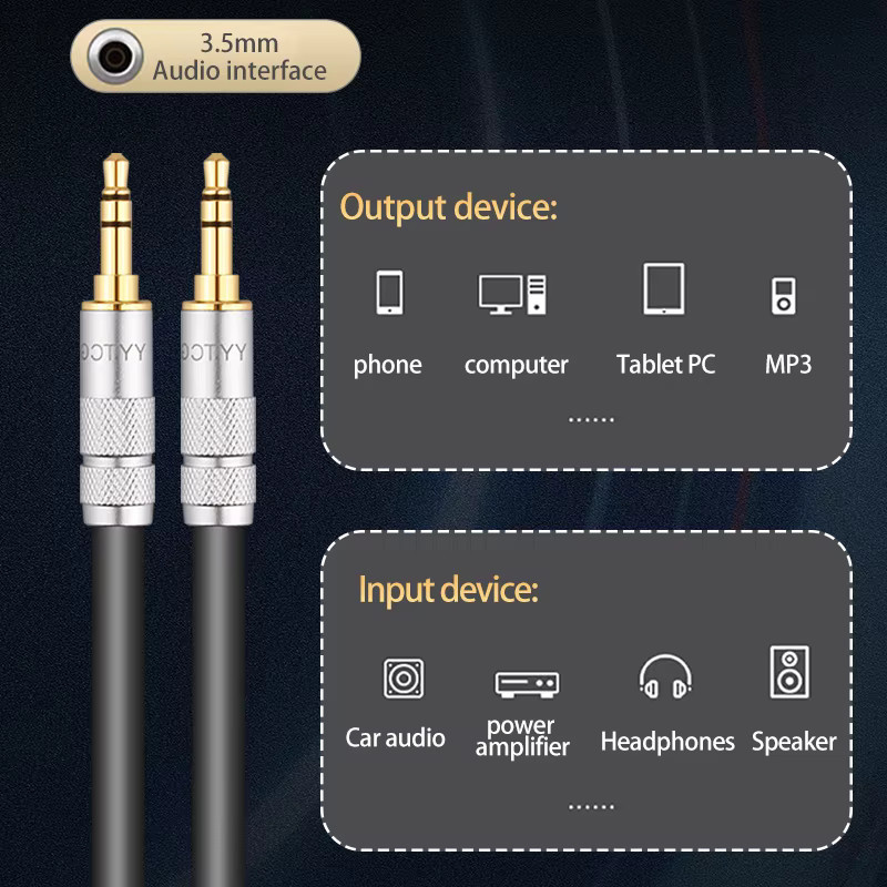 RUZUO Aux-Kabel 3,5 mm Klinke Audiokabel in Schwarz für Samsung und Xiaomi Kopfhörer sowie Lautsprecher - Bild 2