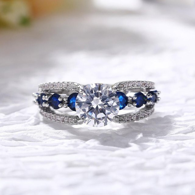 YIRAN Jewelry Ring, saphirblauer Zirkon, Damen - Bild 1