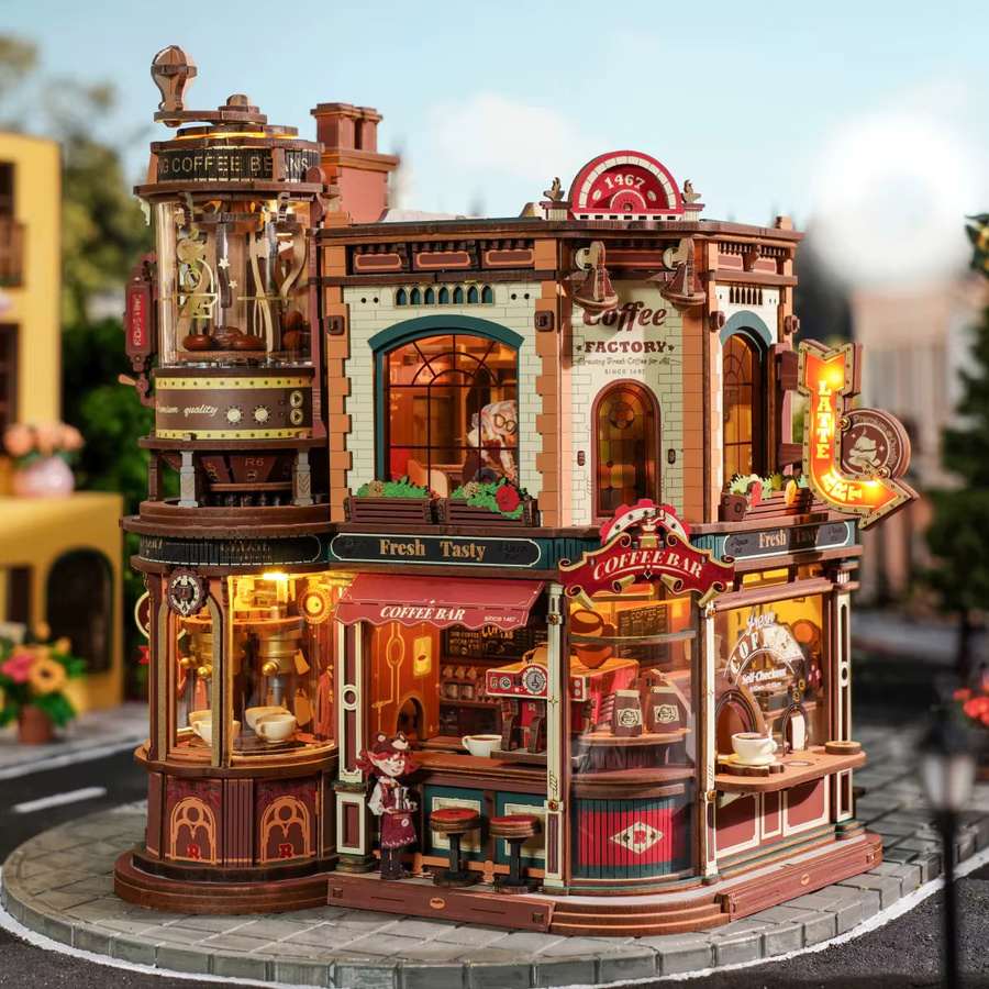 ROBOTIME Kaffeefabrik, 3D Holzpuzzle, Kinetisches Modell, ab 14 Jahre - Bild 4