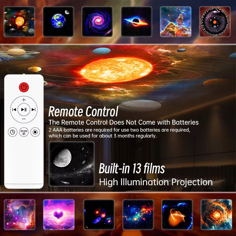 Visason Sternprojektor Galaxy Nachtlicht mit HD Bildscheiben, Bluetooth-Funktion und Fernbedienung, Weiß - Bild 3