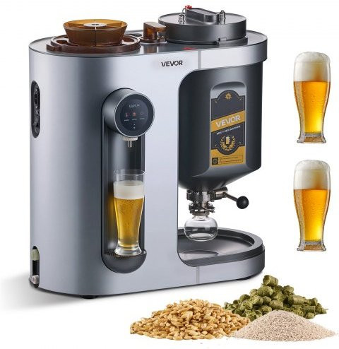 VEVOR Automatische Bierbrauanlage 13 l, 1500 W All-in-One Heimbrauanlage mit Maische- und Kochvorrichtung aus Edelstahl, Silber - Bild 1