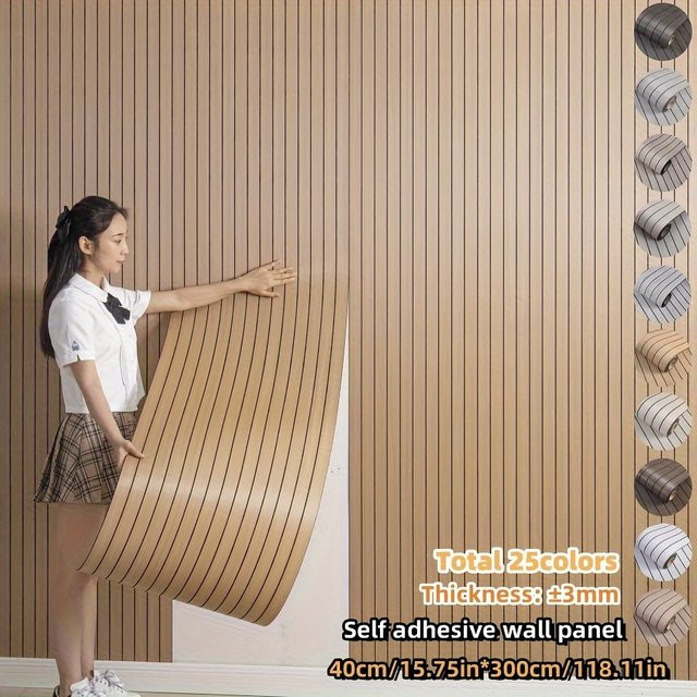 SXP Selbstklebender Gitterplatten-Wandaufkleber mit 3D-Struktur und Streifen-Design für Decke und Wohnzimmer, 1 Rolle - Bild 1