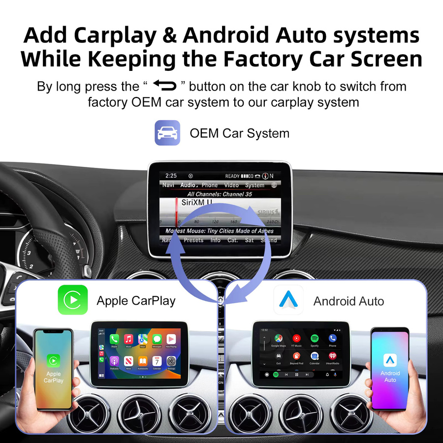 Ezonetronics Kabelloses CarPlay und Android Auto Nachrüstkit Decoder-Box für Mercedes Benz NTG 4.5 und 4.7 COMAND System (2011-2015) mit Wi-Fi und Bluetooth - Bild 4