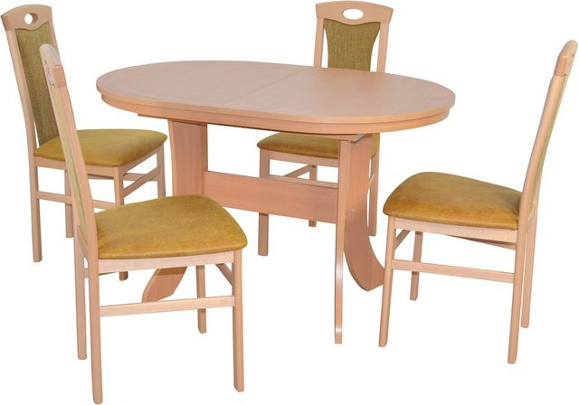 5-teilige Essgruppe Hanna von möbel direkt online aus Massivholz Buche mit Stoffbezug - Bild 1