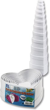 folia Geschenkboxen in Herzform aus Karton, Weiß, 12 Stück in verschiedenen Größen - Bild 1