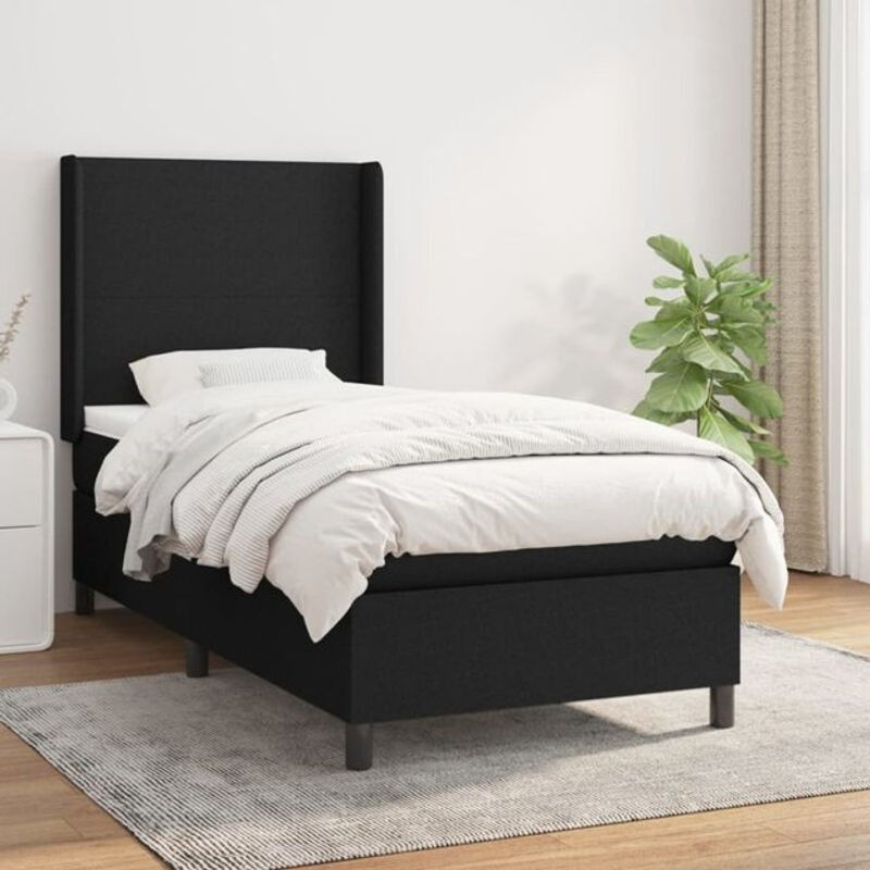 Vidaxl Boxspringbett mit Matratze in Schwarz aus Stoff und Holzwerkstoff B/T/H: 80 x 200 cm - Bild 1