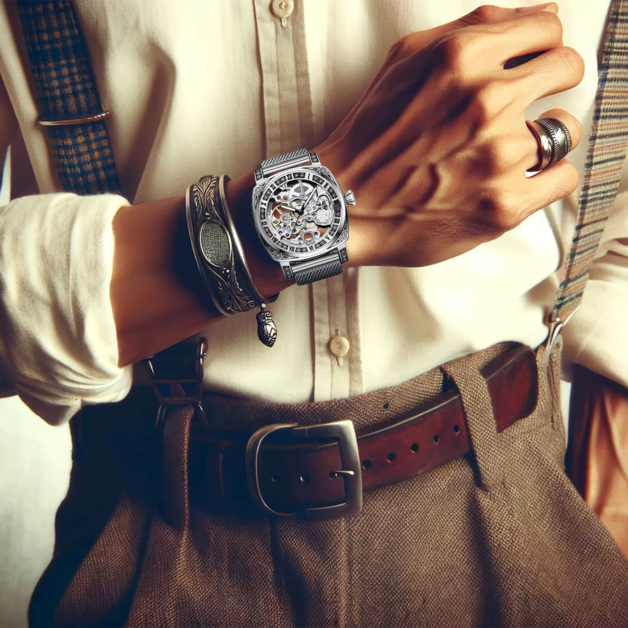 CAROTIF Armbanduhr Automatik, Edelstahl, Silber, Herren - Bild 6