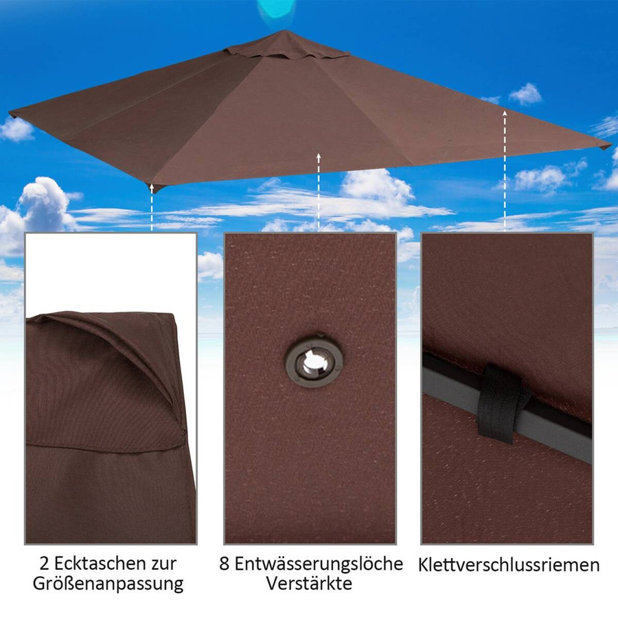 Outsunny Ersatzdach für Pavillon aus Polyester in Braun, B/L: 300 x 300 cm - Bild 5