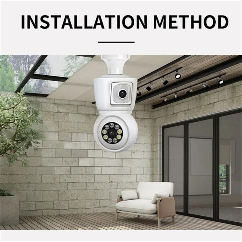 ICSEE 4K 8MP E27 WiFi Glühbirnen Kamera mit Doppelobjektiv, Doppelbildschirm, automatischem Tracking, Zweiwege-Audio und Farbnachtsicht in Weiß - Bild 5