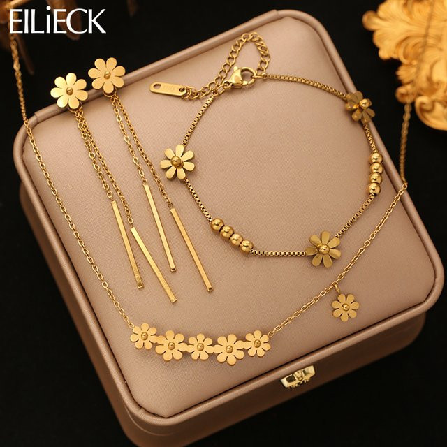 EILIECK Schmuck-Set, Edelstahl, Gold, Damen - Bild 1