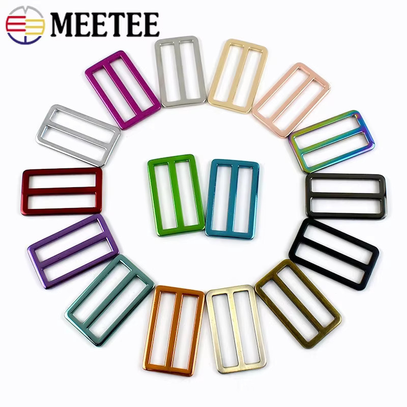 Meetee Metall-Taschenring-Schnallen Tri Glide Slider für Rucksackgurte und Gurtband, verstellbarer Verschluss, 5/10 Stück, Größe: 20–38 mm - Bild 2