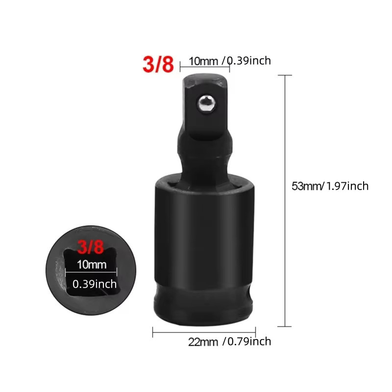 360-Grad-Schwenk-Knöchelgelenk Luftschlag Wobble-Steckschlüssel-Adapter für pneumatische Werkzeuge in 1/2, 3/8 und 1/4 Zoll - Bild 4