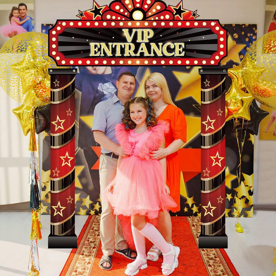 OURFETE VIP Roter Teppich Vorhang in Rot für Filmthema, Oscar-Verleihung und Fotobox-Hintergrund - Bild 4