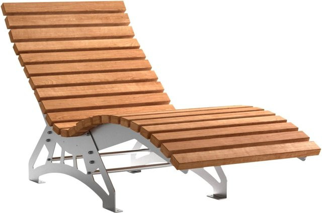 SOTECH Gartenliege LOUNGER Komplett Set aus geschliffenem Edelstahl SS304 und Thermokiefer mit modernem Design und ergonomischer Form, Breite: 80 cm - Bild 1