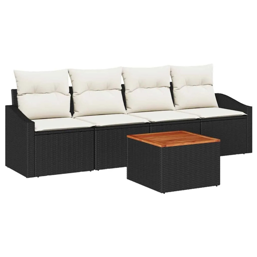 vidaXL Garten-Sofa-Set 5-teilig aus Polyrattan in Schwarz-Weiß mit Tisch und Stauraumfunktion - Bild 2