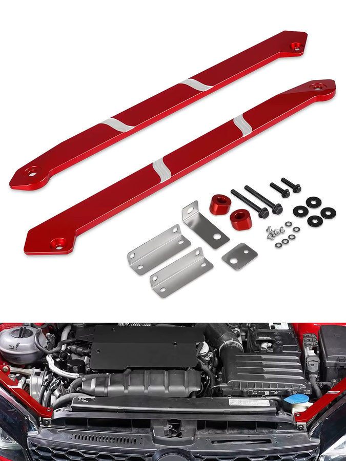 BEVINSEE Scheinwerfer-Halterung für VW Golf MK7, MK7.5, GTI R in Rot, Ersatz für 5G0805932 und 5G0805931 - Bild 5