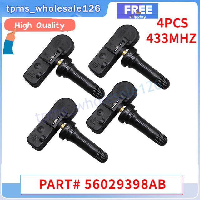 GANGLE Reifendrucksensor Set 433MHz für Chrysler Jeep Dodge Fiat Lancia, Farbe: Schwarz, 4 Stück - Bild 1