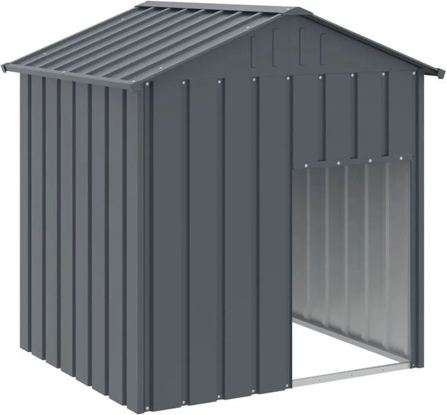 vidaXL Hundehütte aus verzinktem Metall mit Dach in Anthrazit, B/T/H: 117 x 103 x 123 cm - Bild 1