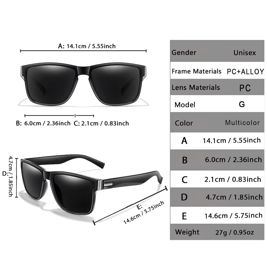 LOISRUBY Sonnenbrille, quadratisch, Vollrand, Kunststoff, Schwarz, Unisex - Bild 2