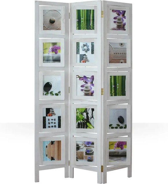 Homestyle4u 3-tlg. Paravent modern in Weiß aus Holz und Plexiglas, B/H: 93 x 161 cm - Bild 1